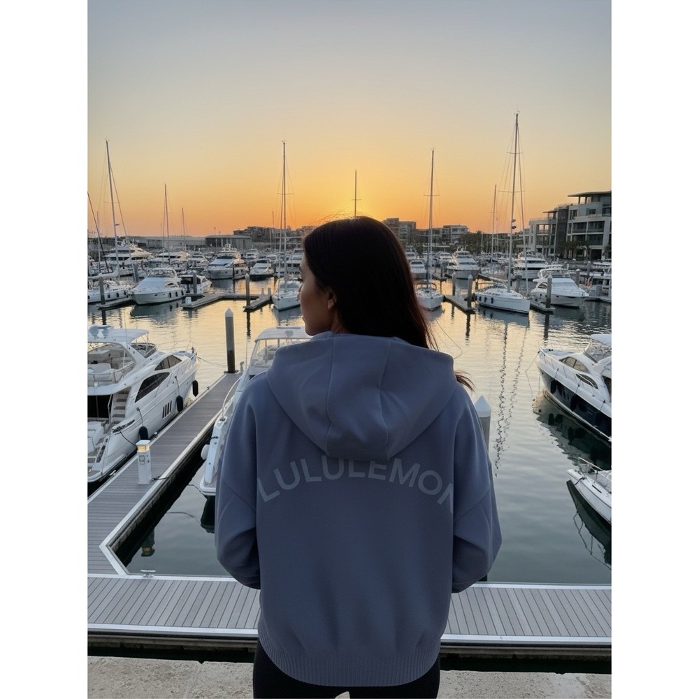 Lululemon Athletic Spell Out Hoodie Jacket Women 10 Gray Blue - Picture 1 of 14